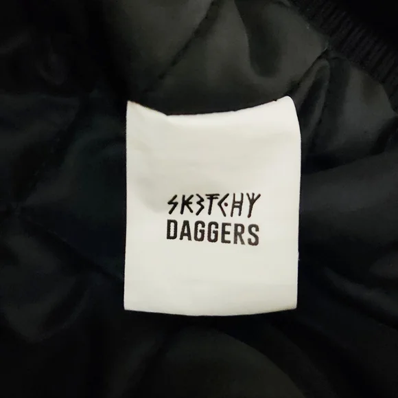 Sketchy Tank x Swallows & Daggers Varsity Jacket extremely Rare Exclusive Black - Picture 11 of 12